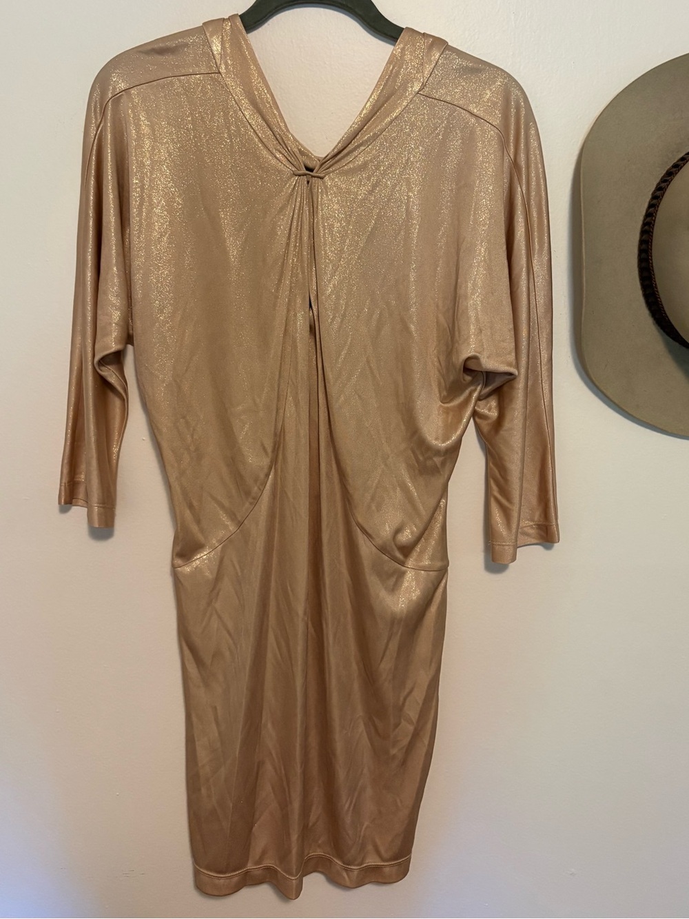 BCBGMaxAzria Metallic Gold Draped Top